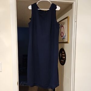 Laura Scott Blue Sheath Midi Dress Crew Neck Sleeveless
